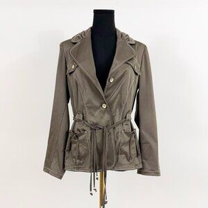 RED BY EUGENE KELIN VINTAGE STYLE SATIN BLAZER WITH DRAW STRING